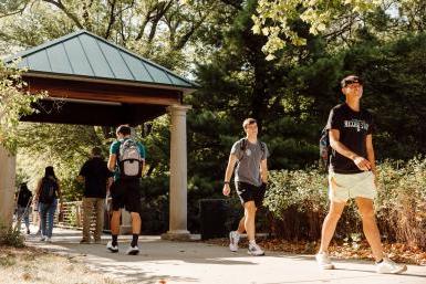 Students walk on Doane's crete campus